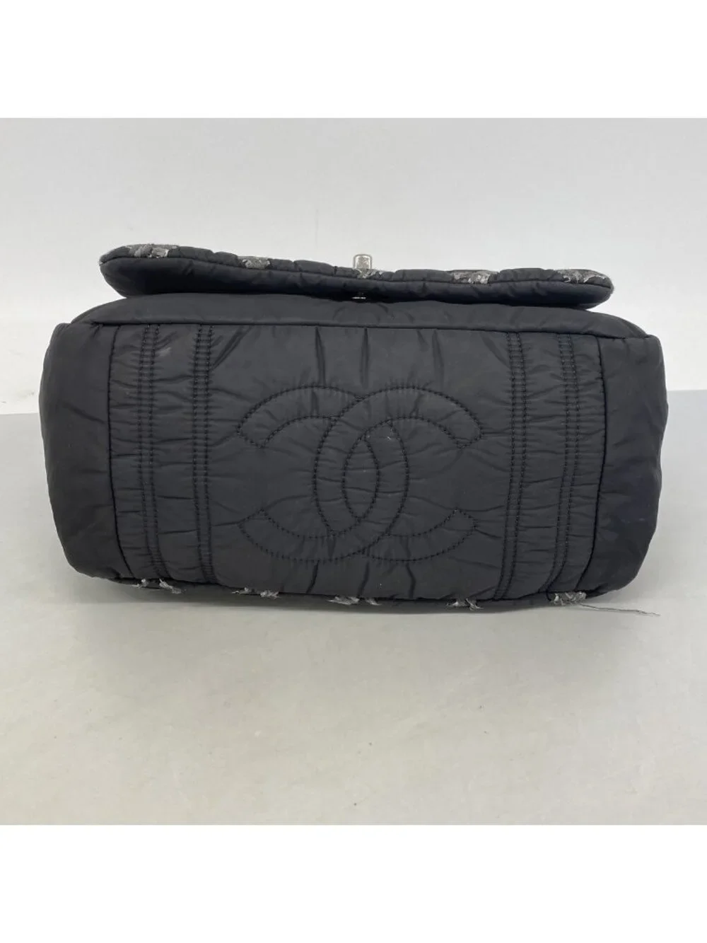 Chanel Shoulder Bag Paris Vizance Nylon Black Silver